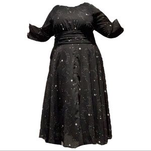 Night sky print empire georgette dress
